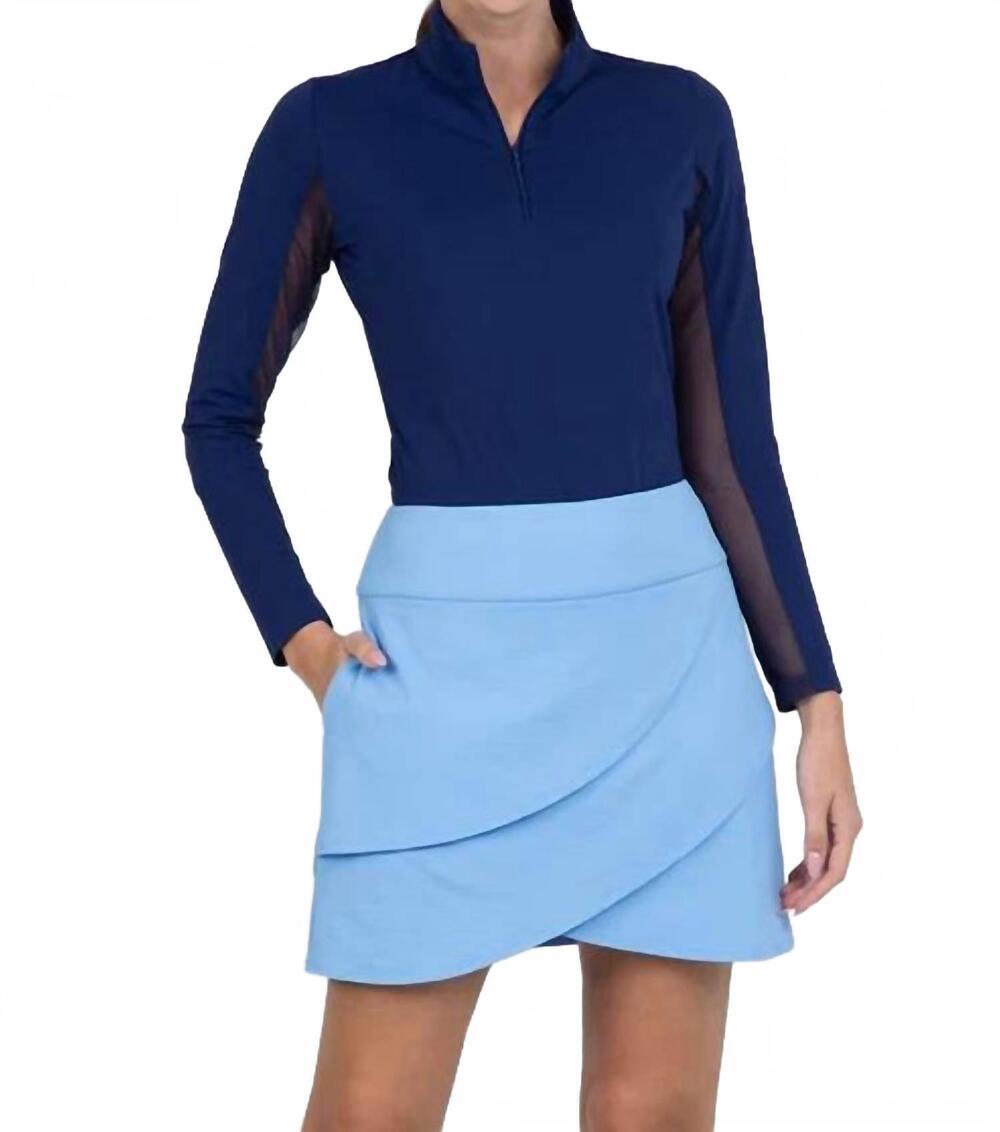 NEW IBKUL women's solid layered skort in periwinkle